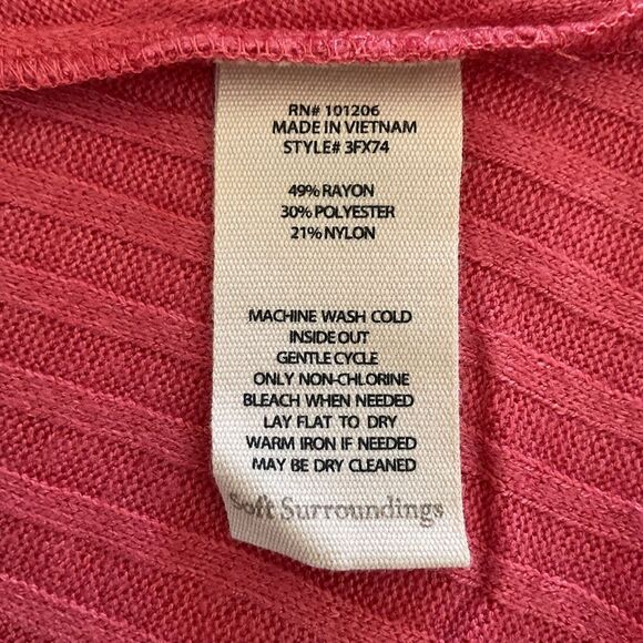 NWT Soft Surroundings Textured Ribbed Short Sleeve Santiago Dress S Petite Rose - Picture 6 of 9